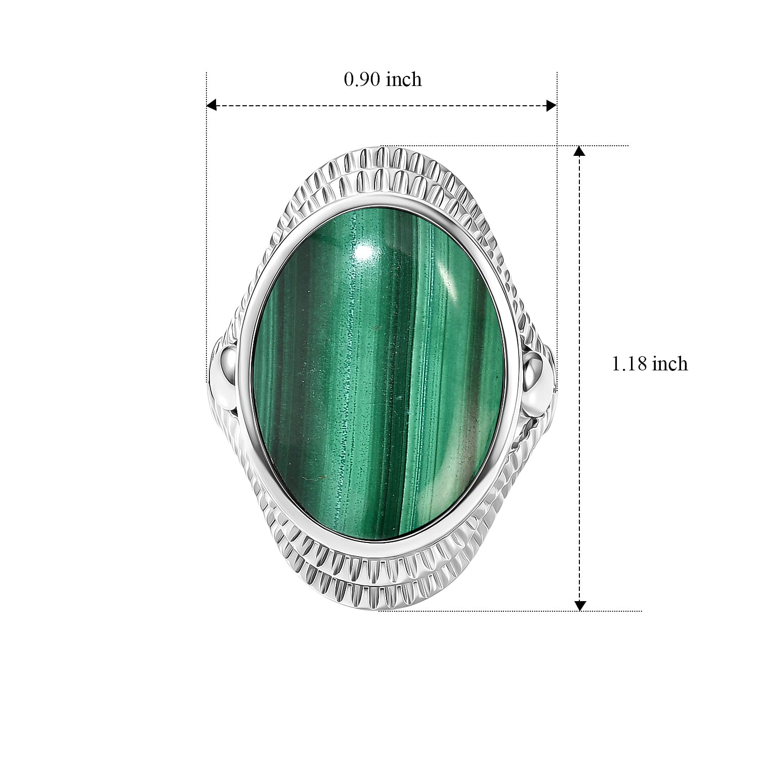 EverTrue African Malachite 17.15 ctw Solitaire Ring in Stainless Steel (Size 8.0)