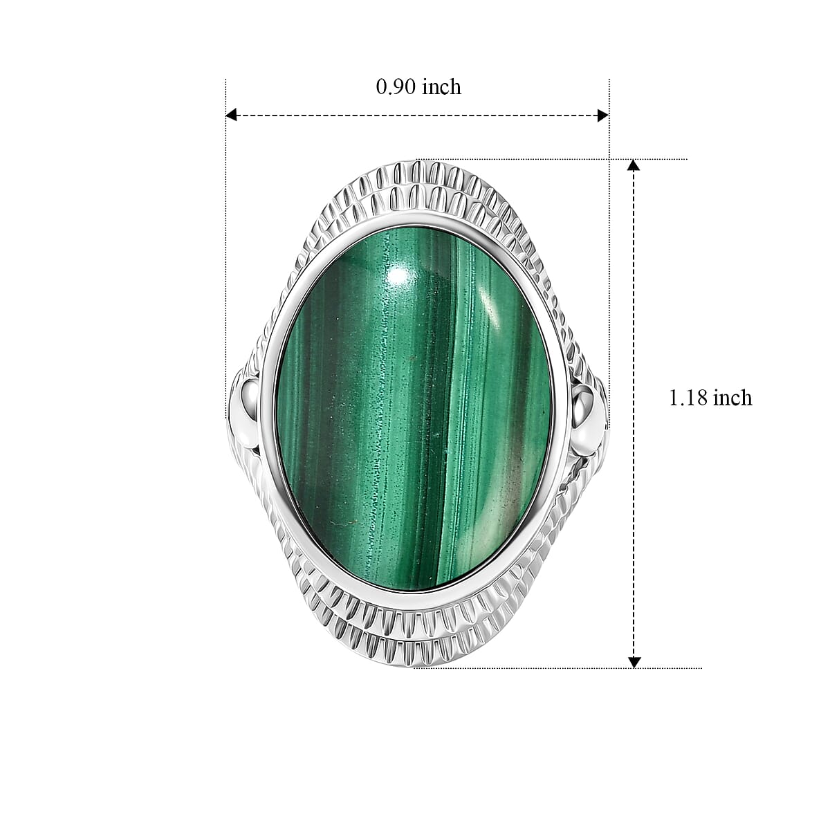 EverTrue African Malachite 17.15 ctw Solitaire Ring in Stainless Steel (Size 8.0) image number 2