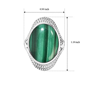 EverTrue African Malachite 17.15 ctw Solitaire Ring in Stainless Steel (Size 8.0)