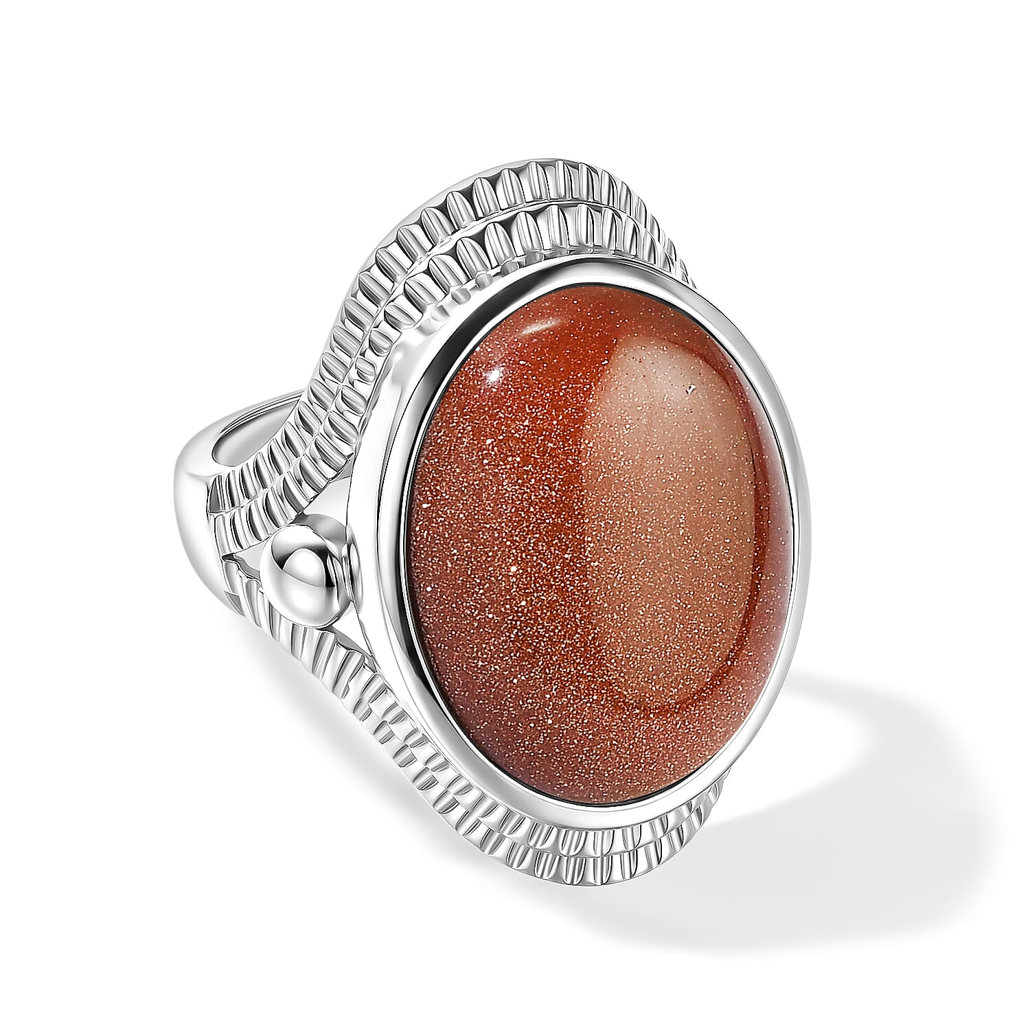 EverTrue Gold Sandstone 18.00 ctw Solitaire Ring in Stainless Steel (Size 7.0)