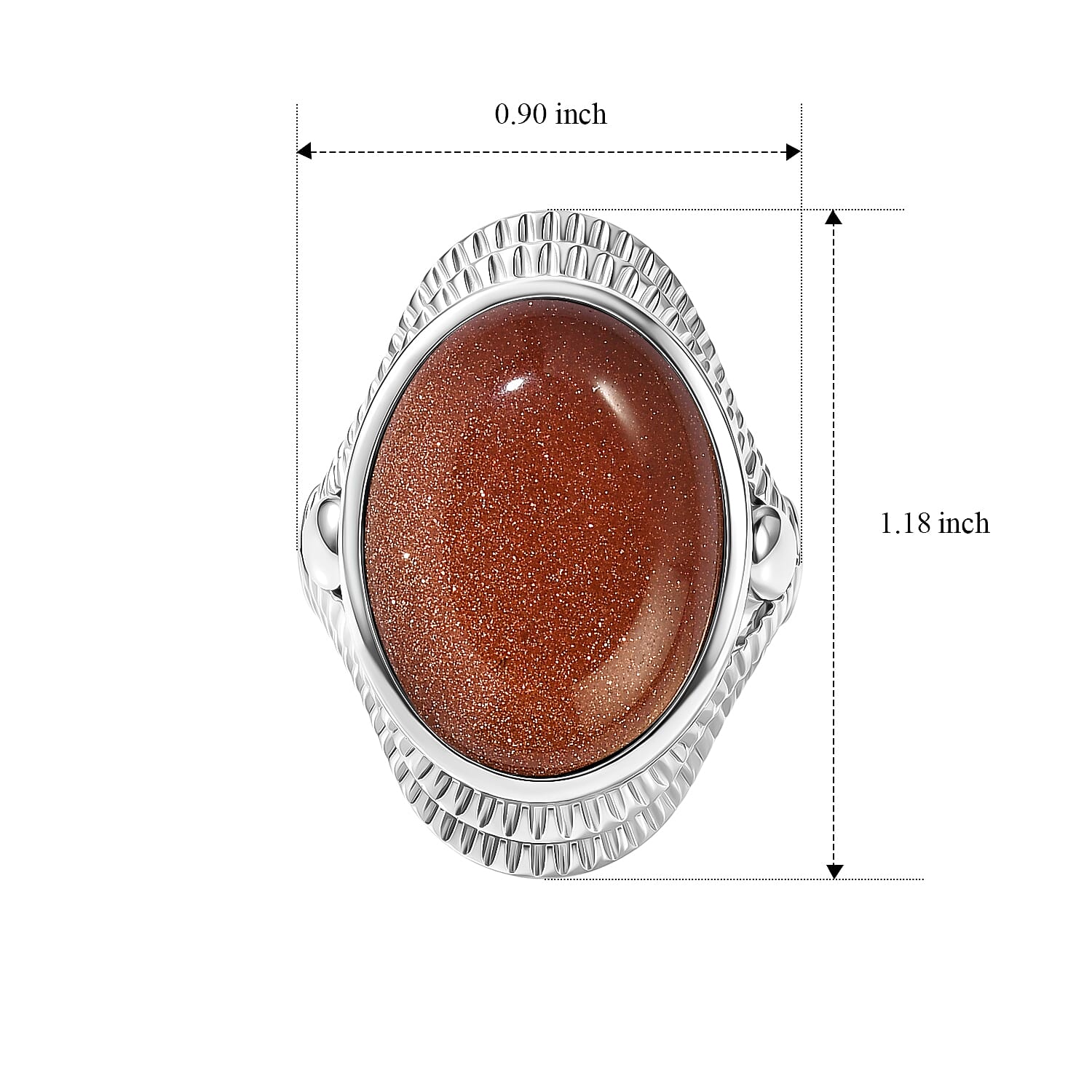 EverTrue Gold Sandstone 18.00 ctw Solitaire Ring in Stainless Steel (Size 9)