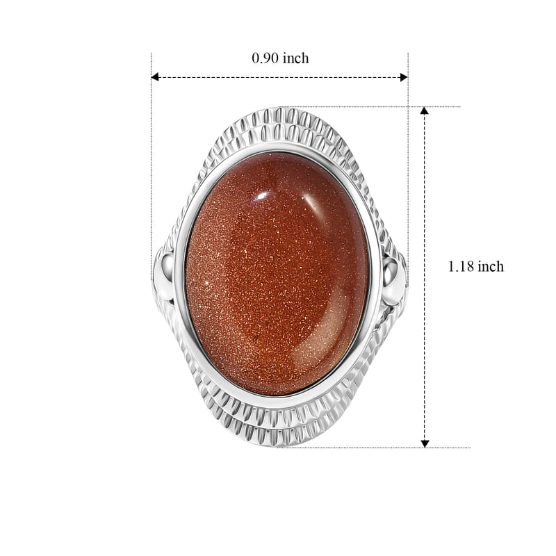 EverTrue Gold Sandstone 18.00 ctw Solitaire Ring in Stainless Steel (Size 9)