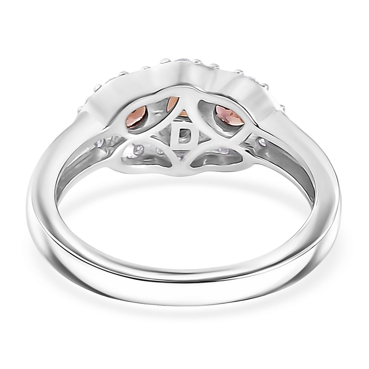 D'Joy AAA Red Zircon and Moissanite 1.15 ctw Royal Eye Spark Ring in Rhodium Over Sterling Silver (Size 5.0) image number 4