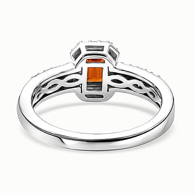 D'Joy Mozambique Garnet and Moissanite 1.00 ctw Ring in Rhodium Over Sterling Silver (Size 7.0)