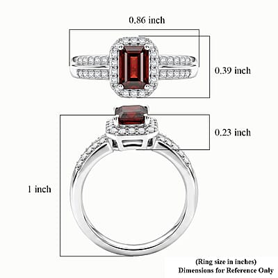 D'Joy Mozambique Garnet and Moissanite 1.00 ctw Ring in Rhodium Over Sterling Silver (Size 7.0)