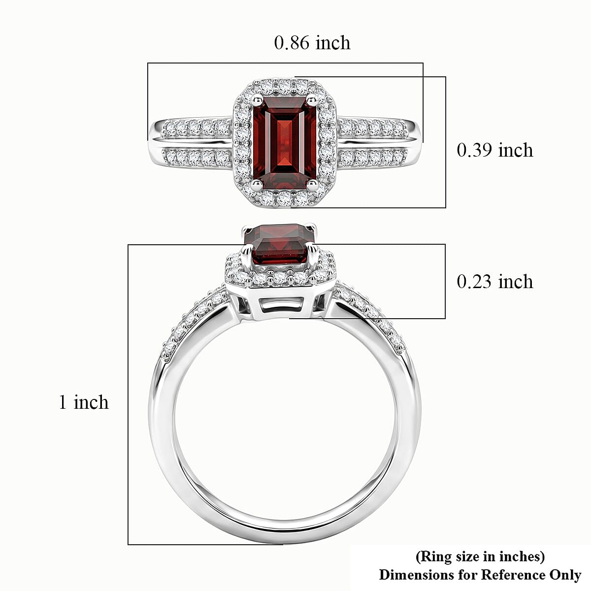 D'Joy Mozambique Garnet and Moissanite 1.00 ctw Ring in Rhodium Over Sterling Silver (Size 9)