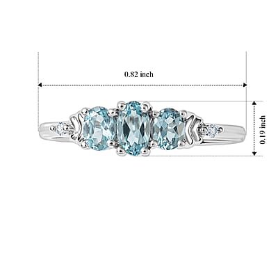 D'Joy Madagascar Lagoon Apatite and Moissanite 0.65 ctw Ring in Rhodium Over Sterling Silver (Size 6.0)