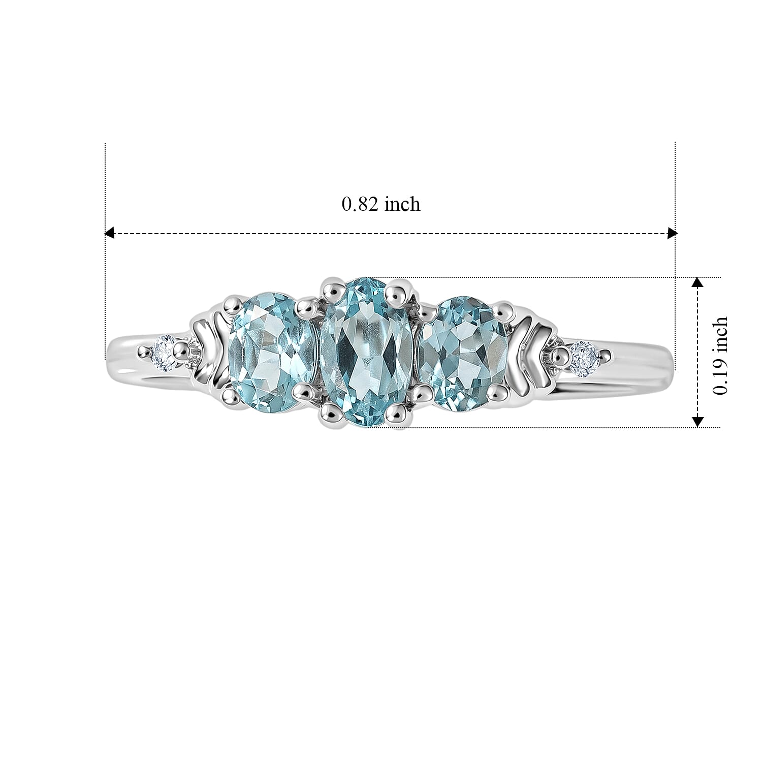 D'Joy Madagascar Lagoon Apatite and Moissanite 0.65 ctw Ring in Rhodium Over Sterling Silver (Size 7.0)