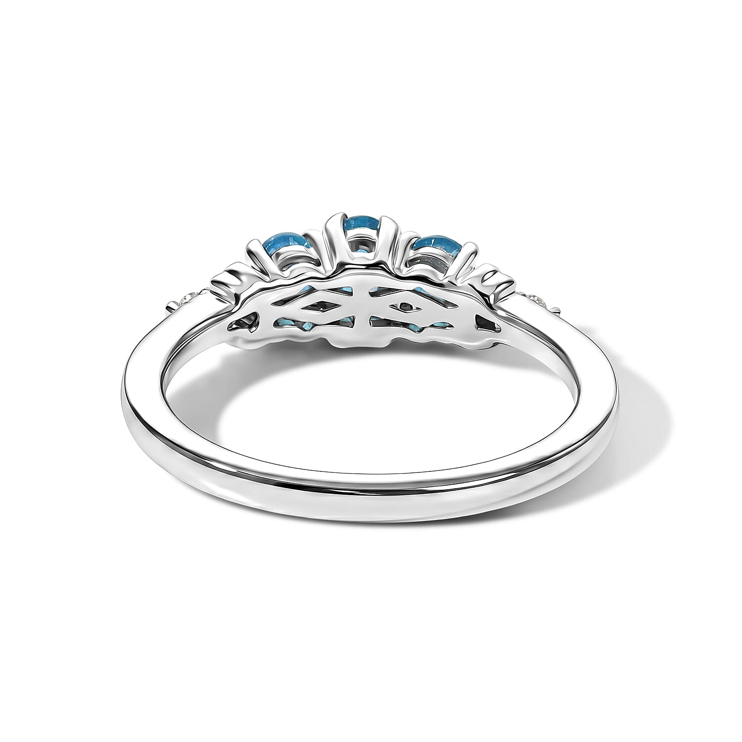 D'Joy Malgache Neon Apatite and Moissanite 0.60 ctw Ring in Rhodium Over Sterling Silver (Size 6.0)