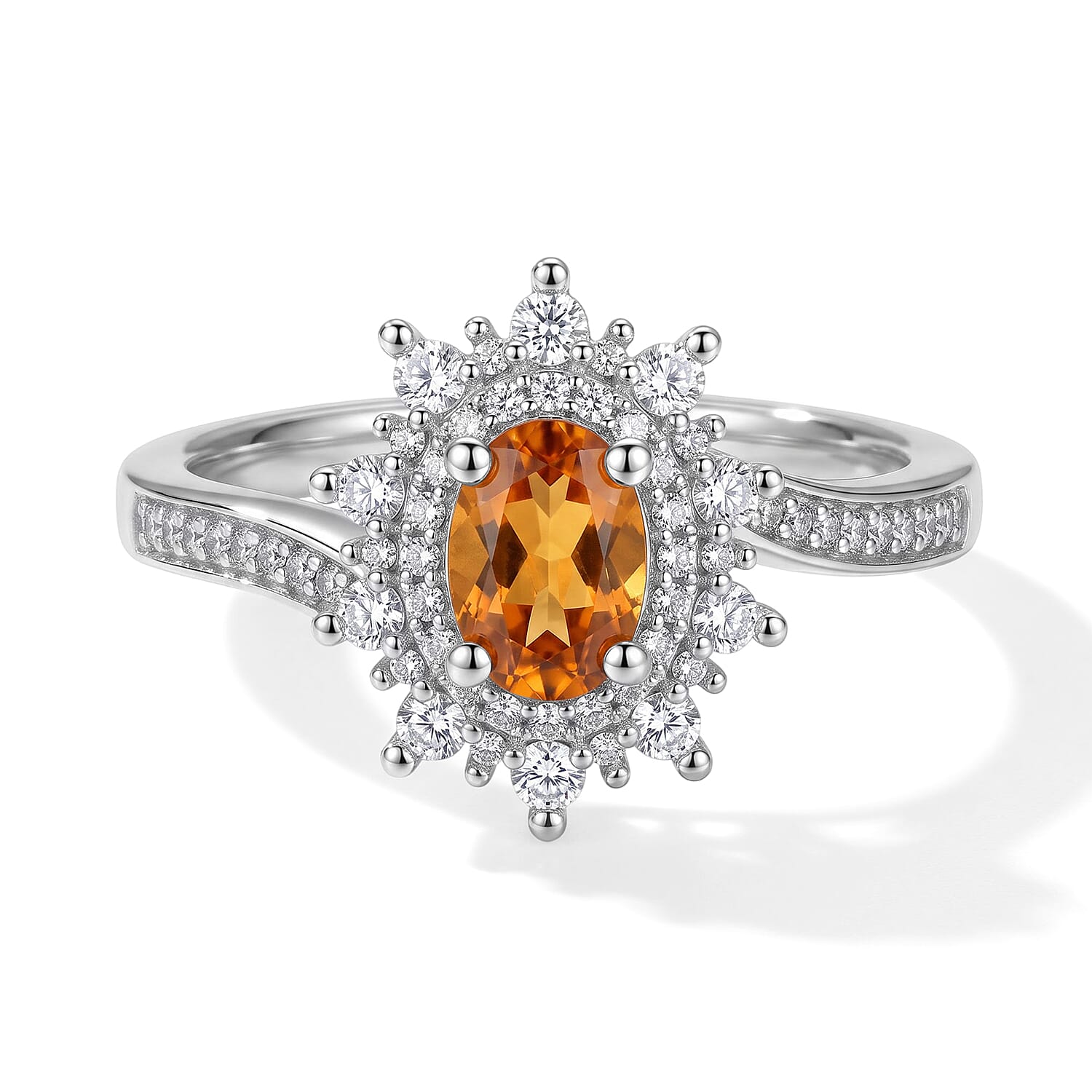 EverTrue Santa Ana Madeira Citrine and White Zircon 0.90 ctw Ring in Platinum Bond (Size 6.0)