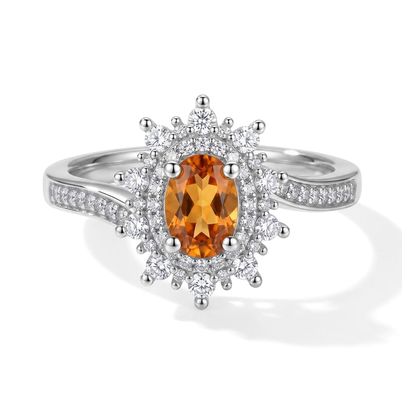 EverTrue Santa Ana Madeira Citrine and White Zircon 0.90 ctw Ring in Platinum Bond (Size 6.0)
