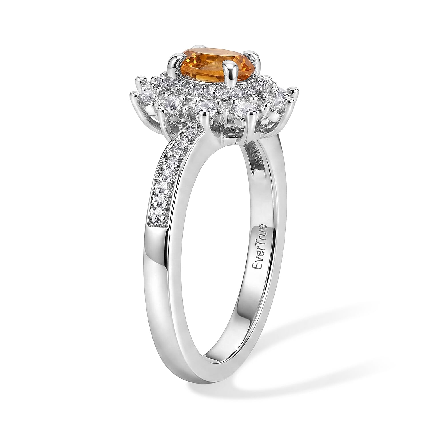 EverTrue Santa Ana Madeira Citrine and White Zircon 0.90 ctw Ring in Platinum Bond (Size 6.0)
