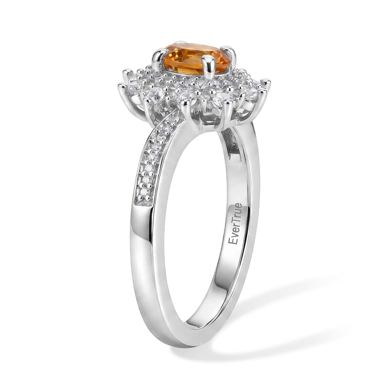 EverTrue Santa Ana Madeira Citrine and White Zircon 0.90 ctw Ring in Platinum Bond (Size 6.0)