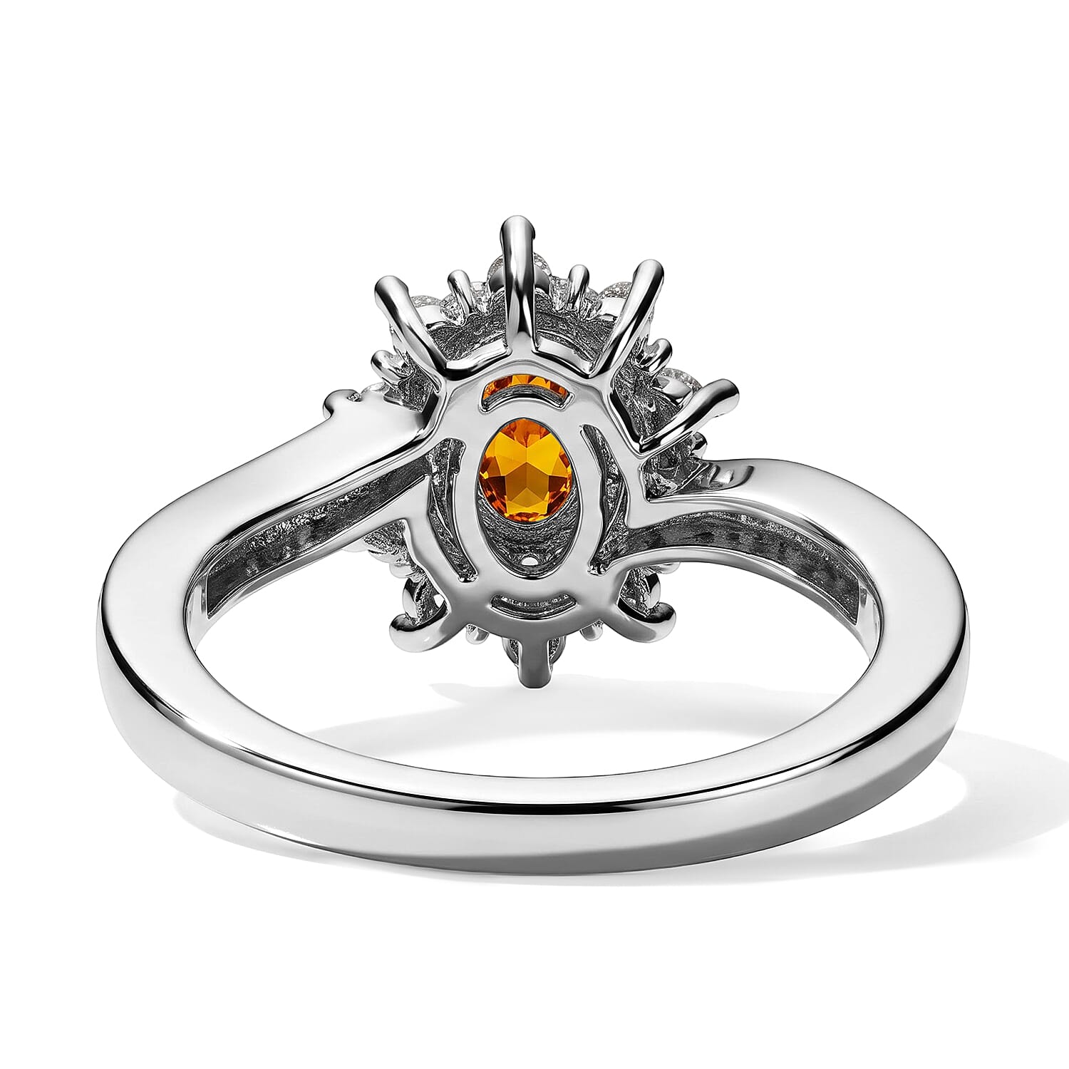 EverTrue Santa Ana Madeira Citrine and White Zircon 0.90 ctw Ring in Platinum Bond (Size 6.0)