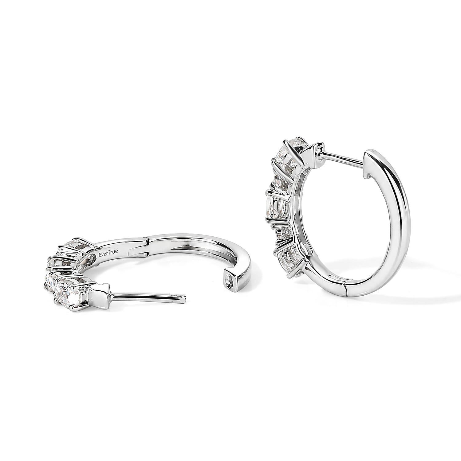 EverTrue Brazilian Petalite and Moissanite 1.20 ctw Half Hoop Earrings in Platinum Bond