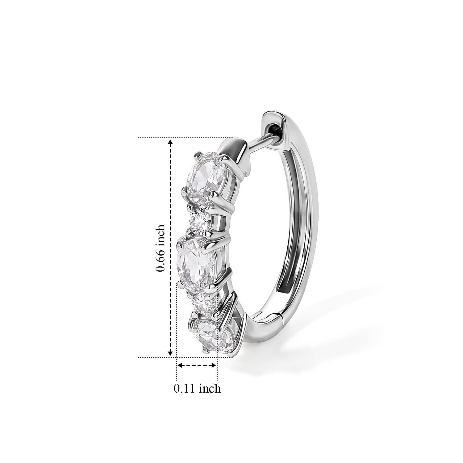 EverTrue Brazilian Petalite and Moissanite 1.20 ctw Half Hoop Earrings in Platinum Bond