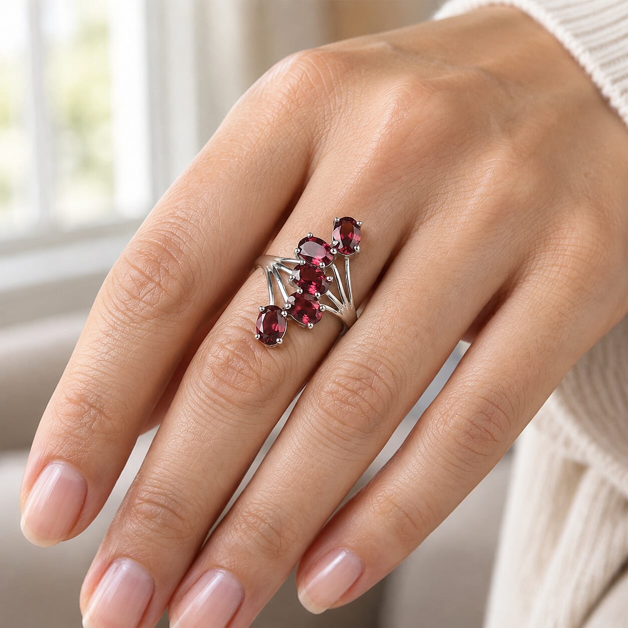EverTrue Tanzanian Wine Garnet 6.75 ctw Ring in Platinum Bond (Size 6.0)