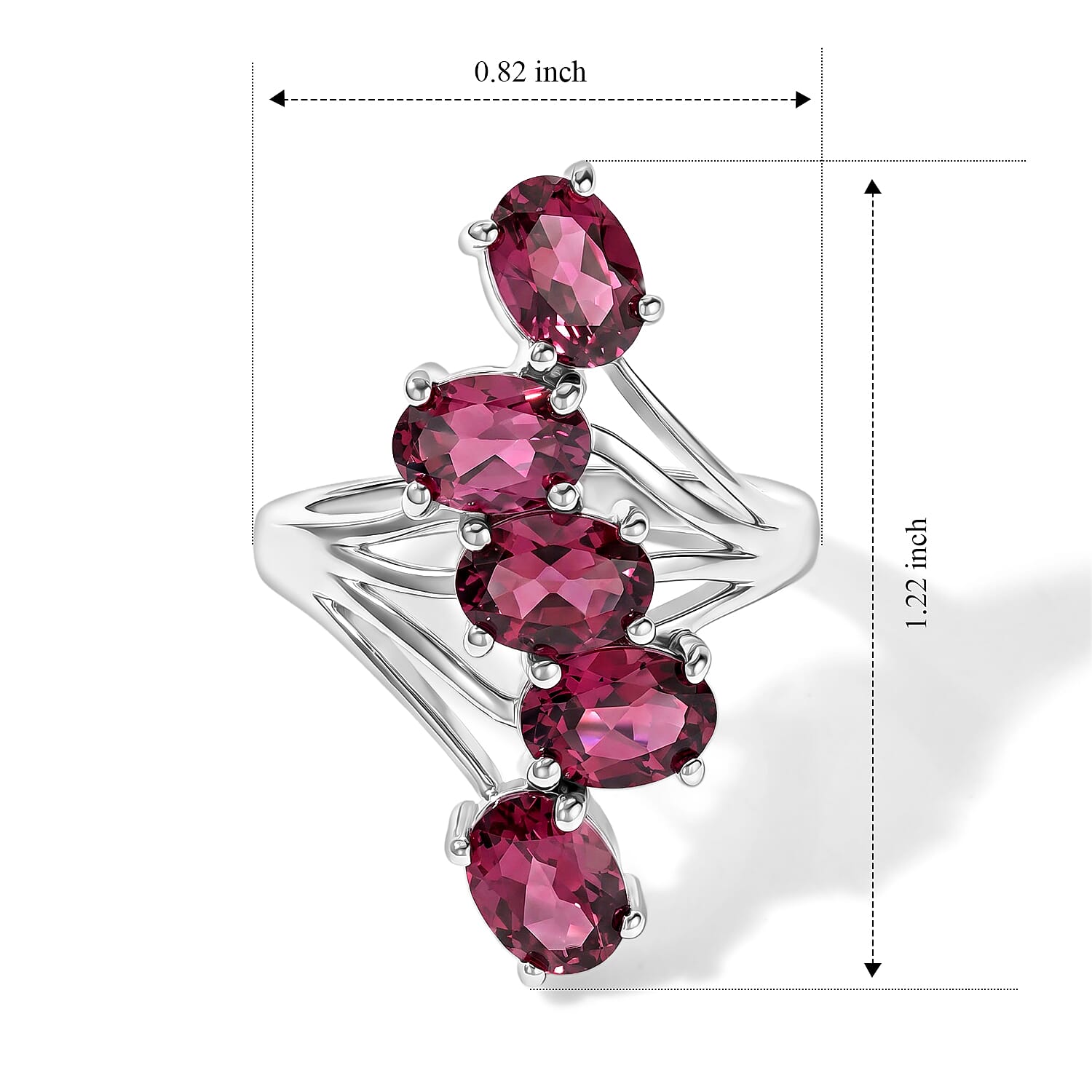 EverTrue Tanzanian Wine Garnet 6.75 ctw Ring in Platinum Bond (Size 6.0)