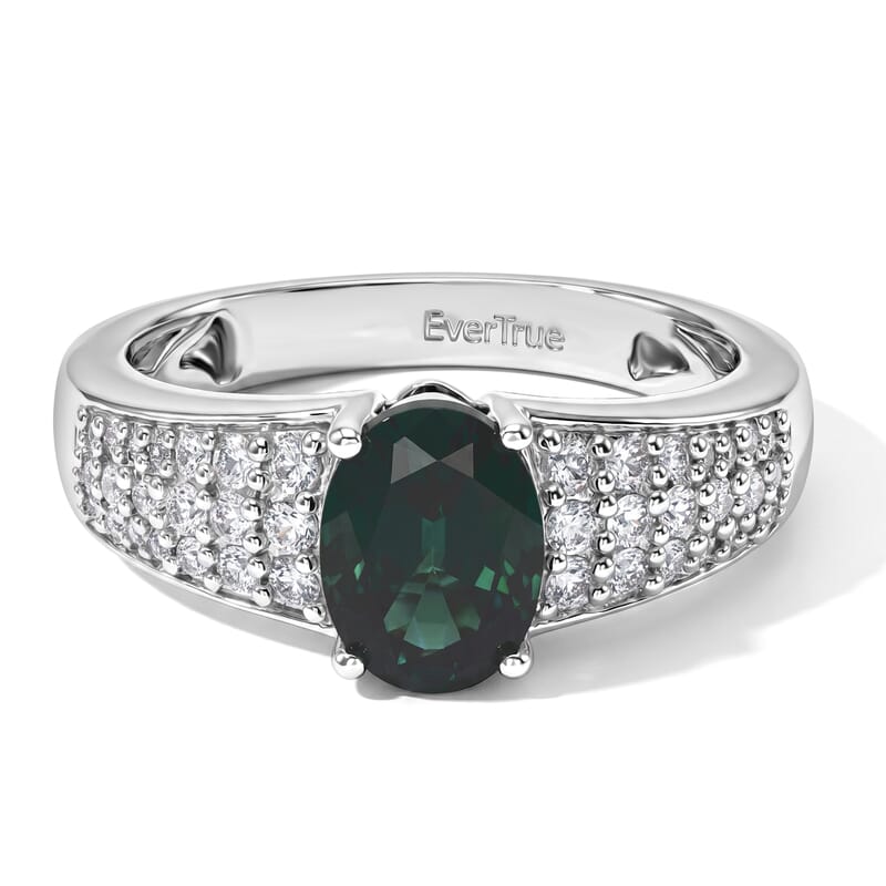 EverTrue Teal Grandidierite and White Zircon 1.75 ctw Ring in Platinum Bond (Size 8.0)