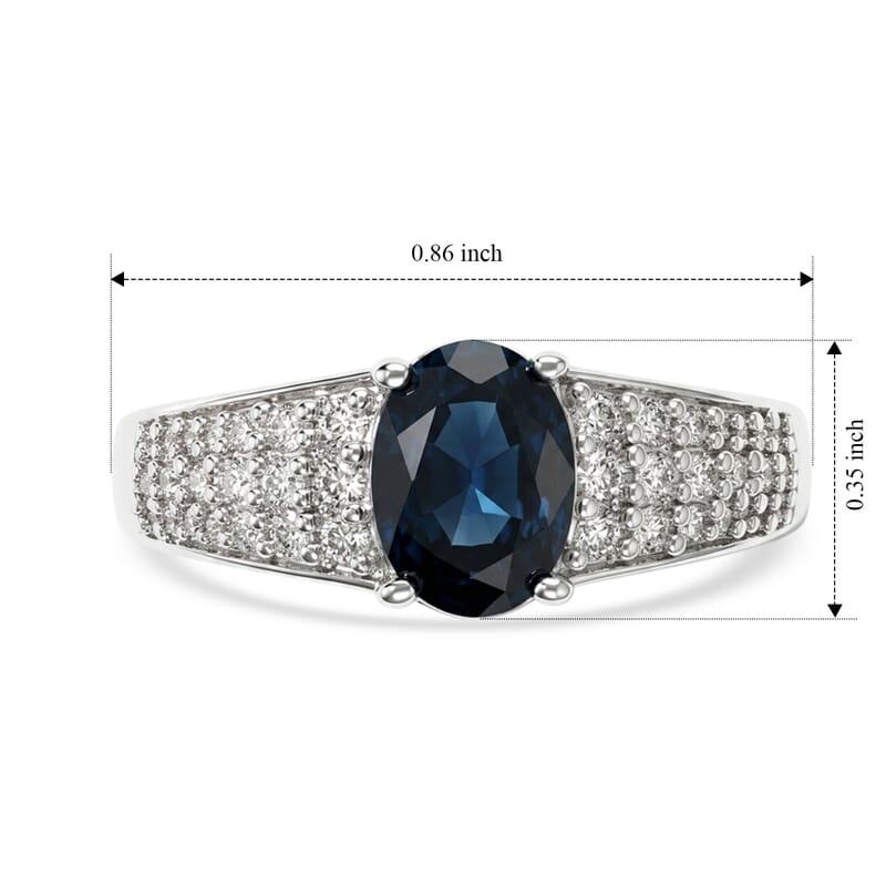 EverTrue Teal Grandidierite and White Zircon 1.75 ctw Ring in Platinum Bond (Size 8.0)