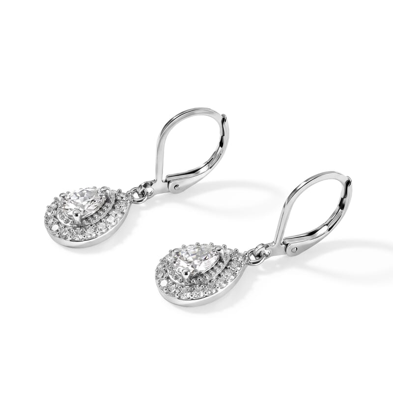 EverTrue Brazilian Petalite and White Zircon 1.35 ctw Lever Back Earrings in Platinum Bond