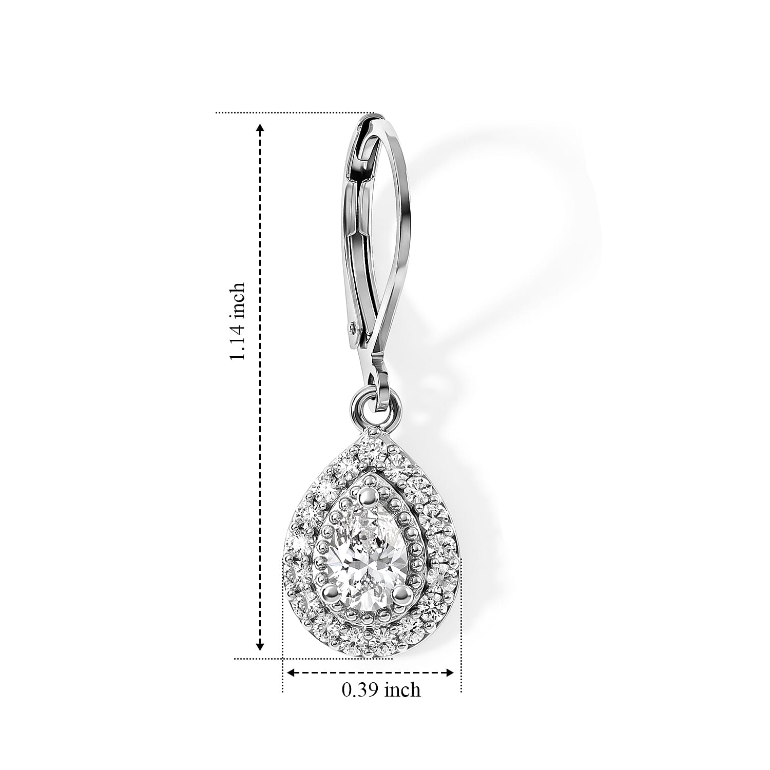 EverTrue Brazilian Petalite and White Zircon 1.35 ctw Lever Back Earrings in Platinum Bond