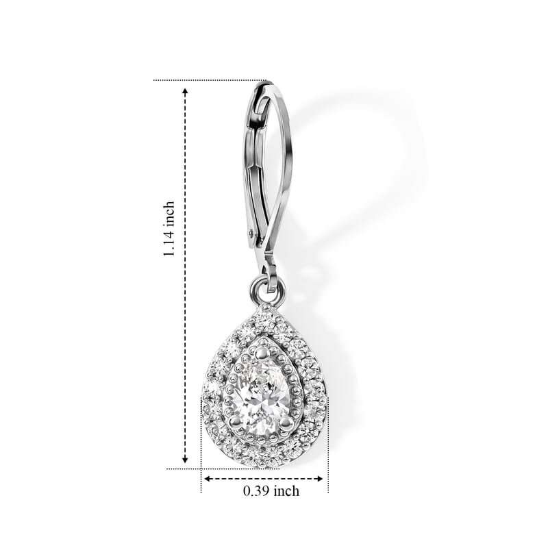 EverTrue Brazilian Petalite and White Zircon 1.35 ctw Lever Back Earrings in Platinum Bond