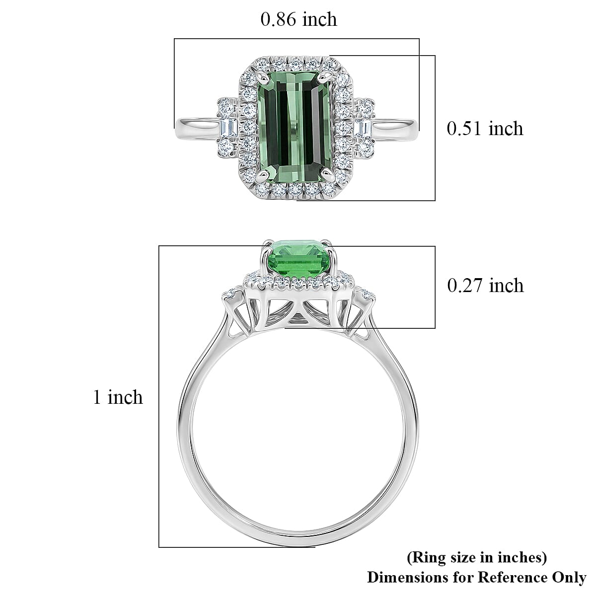Certified & Appraised Luxoro AAA Arquiana Mint Tourmaline and Diamond I2 2.38 ctw Ring in 10K White Gold image number 5