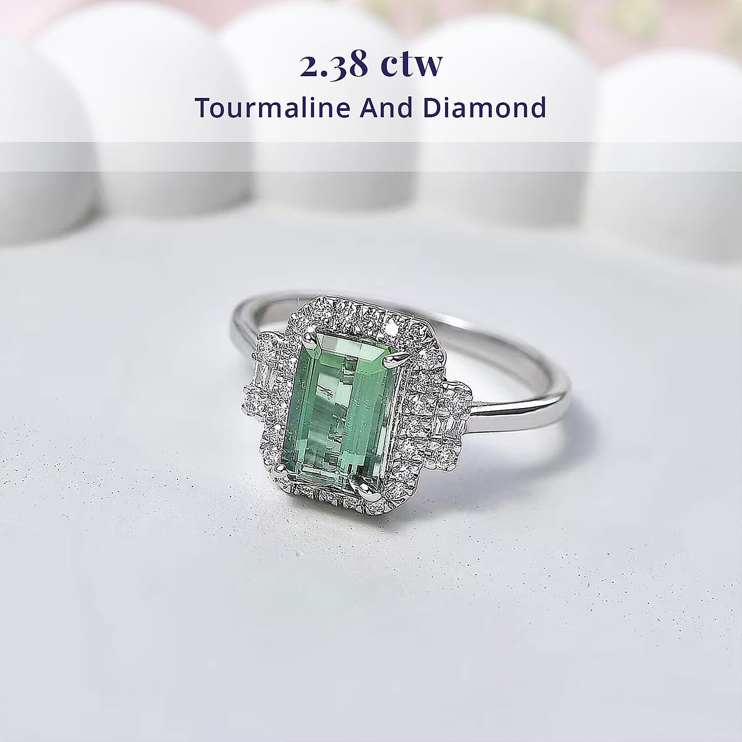Certified & Appraised Luxoro AAA Arquiana Mint Tourmaline and Diamond I2 2.38 ctw Ring in 10K White Gold