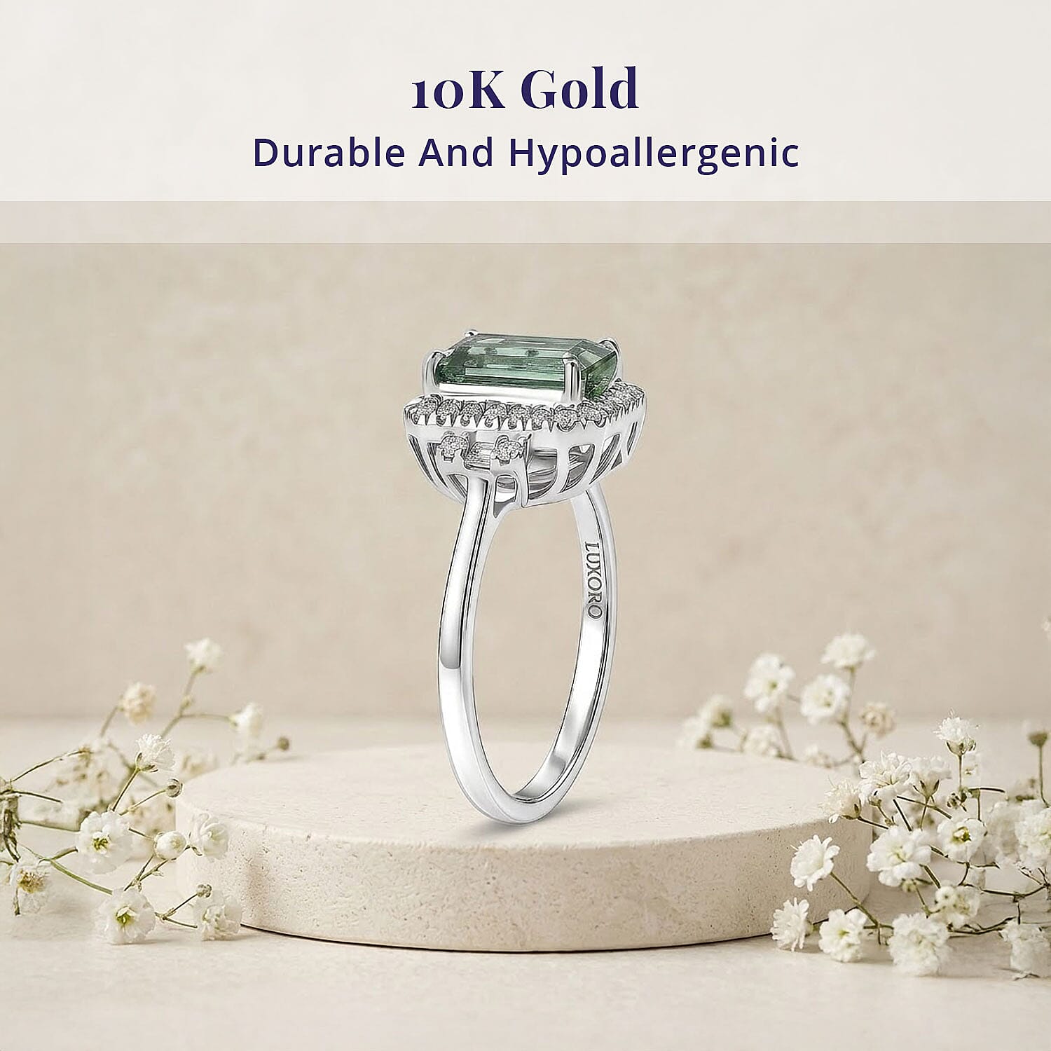Certified & Appraised Luxoro AAA Arquiana Mint Tourmaline and Diamond I2 2.38 ctw Ring in 10K White Gold