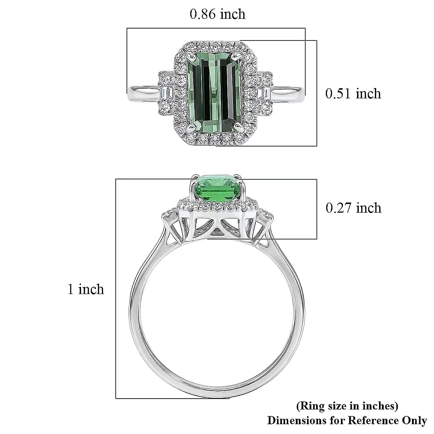 Certified & Appraised Luxoro AAA Arquiana Mint Tourmaline and Diamond I2 2.38 ctw Ring in 10K White Gold