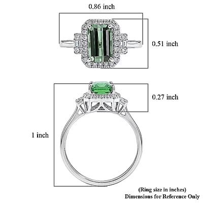 Certified & Appraised Luxoro AAA Arquiana Mint Tourmaline and Diamond I2 2.38 ctw Ring in 10K White Gold