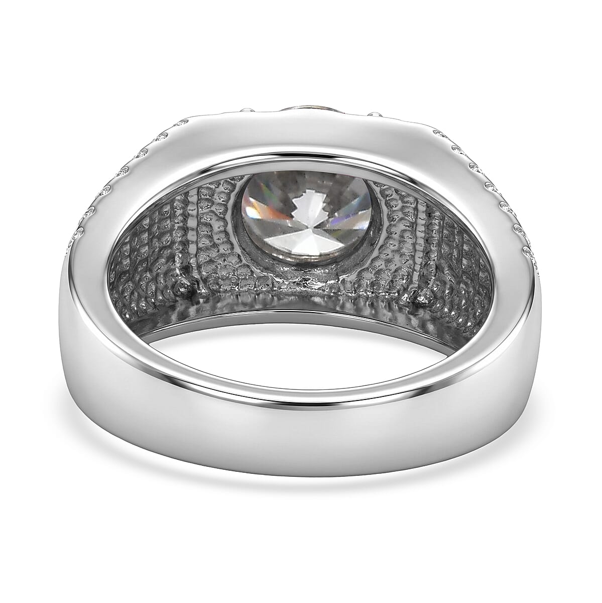 EverTrue Simulated Diamond Men's Ring in Stainless Steel (Size 10.0) image number 4