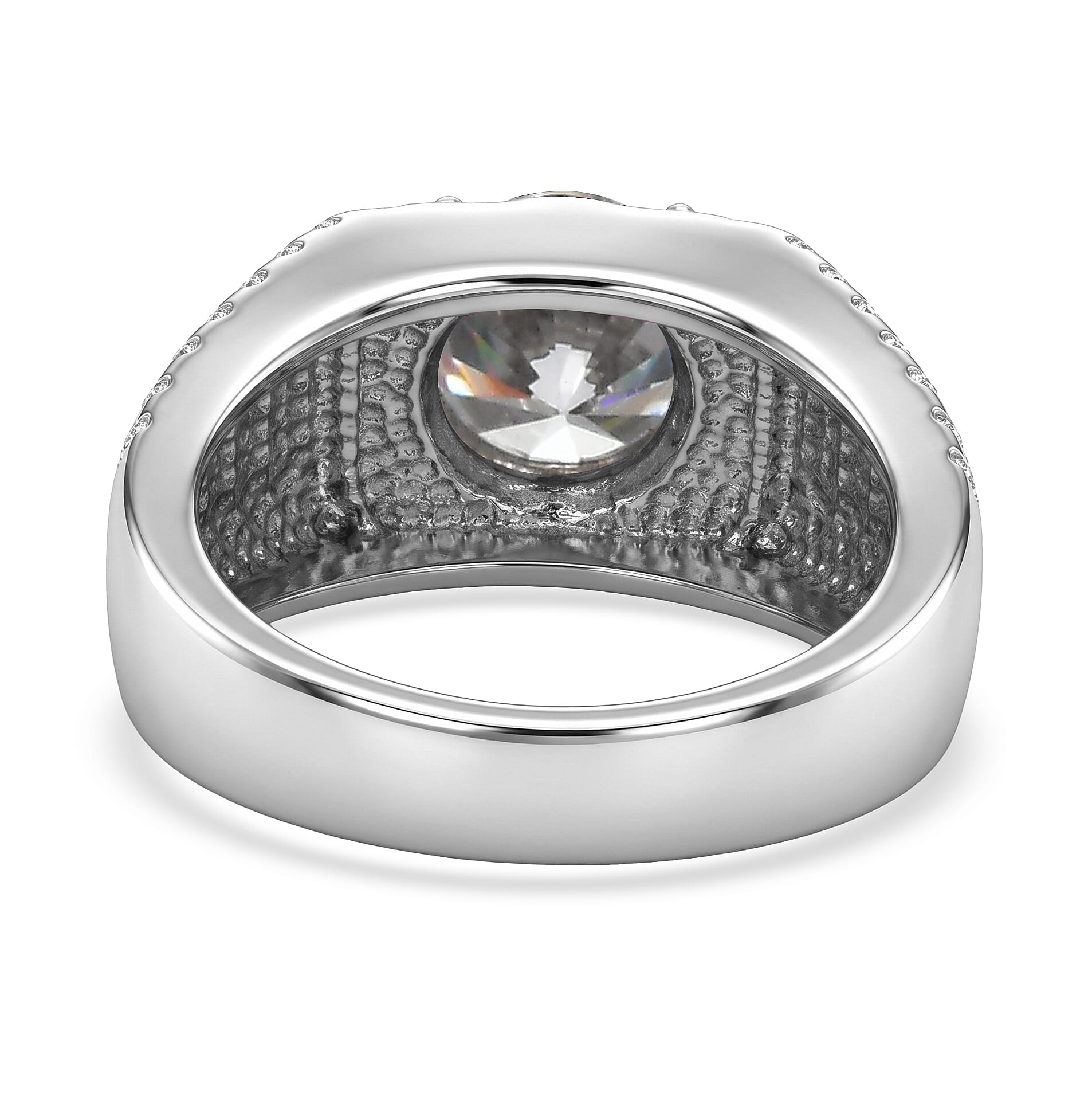 EverTrue Simulated Diamond Men's Ring in Stainless Steel (Size 9.0)