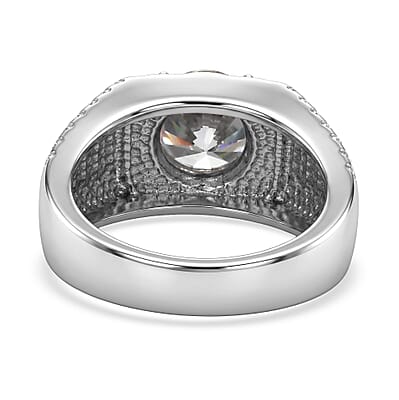 EverTrue Simulated Diamond Men's Ring in Stainless Steel (Size 9.0)