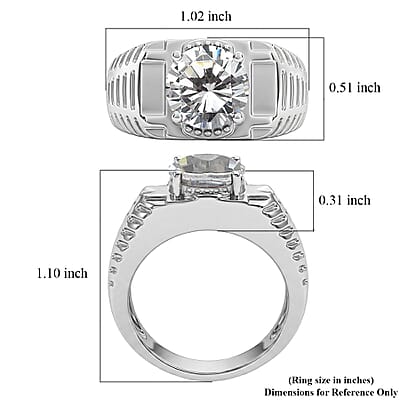 EverTrue Simulated Diamond Men's Ring in Stainless Steel (Size 9.0)