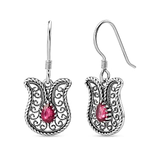 D'Joy Passport to Turkey Artisan Crafted Premium Niassa Ruby (FF) 1.00 ctw Earrings in Sterling Silver