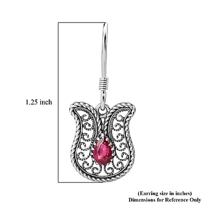 D'Joy Passport to Turkey Artisan Crafted Premium Niassa Ruby (FF) 1.00 ctw Earrings in Sterling Silver