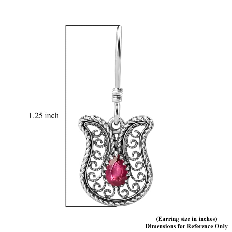 D'Joy Passport to Turkey Artisan Crafted Premium Niassa Ruby (FF) 1.00 ctw Earrings in Sterling Silver