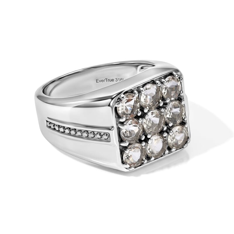 EverTrue Brazilian Petalite 1.90 ctw Men's Ring in Stainless Steel (Size 10.0)