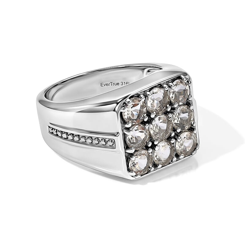 EverTrue Brazilian Petalite 1.90 ctw Men's Ring in Stainless Steel (Size 10.0)