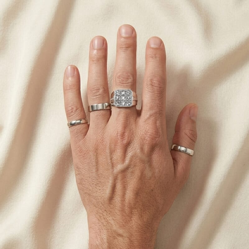 EverTrue Brazilian Petalite 1.90 ctw Men's Ring in Stainless Steel (Size 10.0)