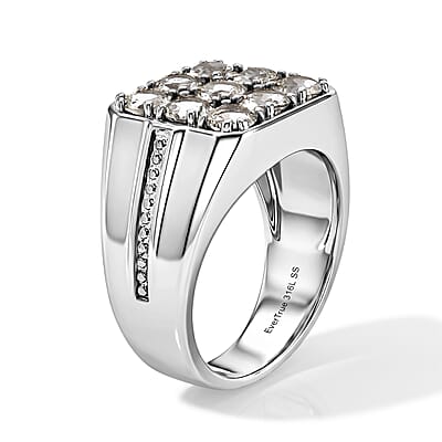 EverTrue Brazilian Petalite 1.90 ctw Men's Ring in Stainless Steel (Size 10.0)