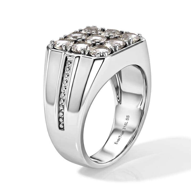 EverTrue Brazilian Petalite 1.90 ctw Men's Ring in Stainless Steel (Size 10.0)