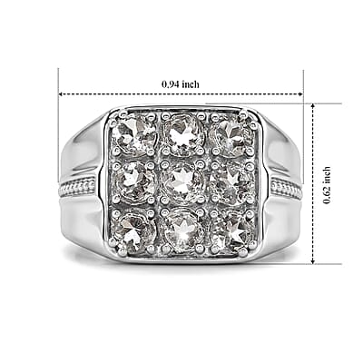EverTrue Brazilian Petalite 1.90 ctw Men's Ring in Stainless Steel (Size 10.0)