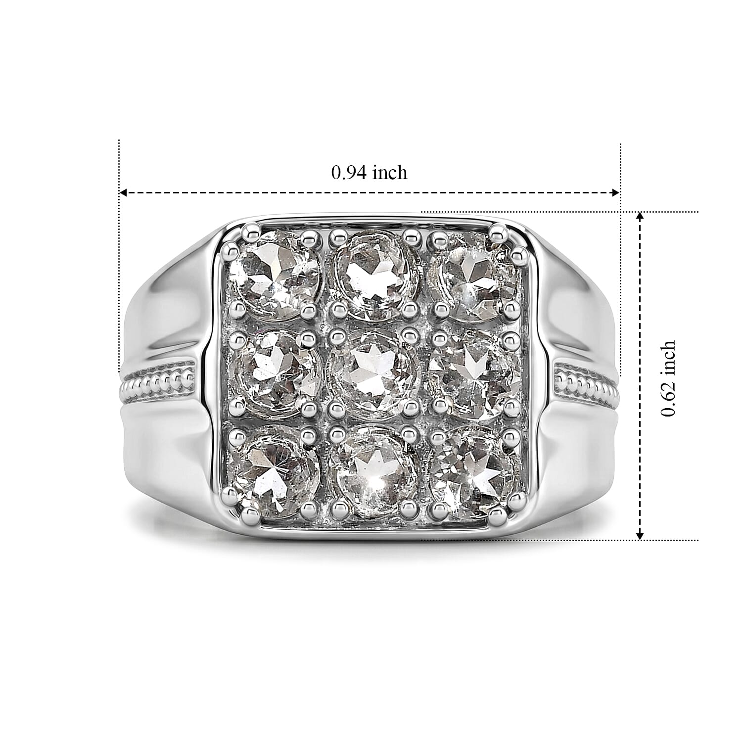 EverTrue Brazilian Petalite 1.90 ctw Men's Ring in Stainless Steel (Size 11.0)