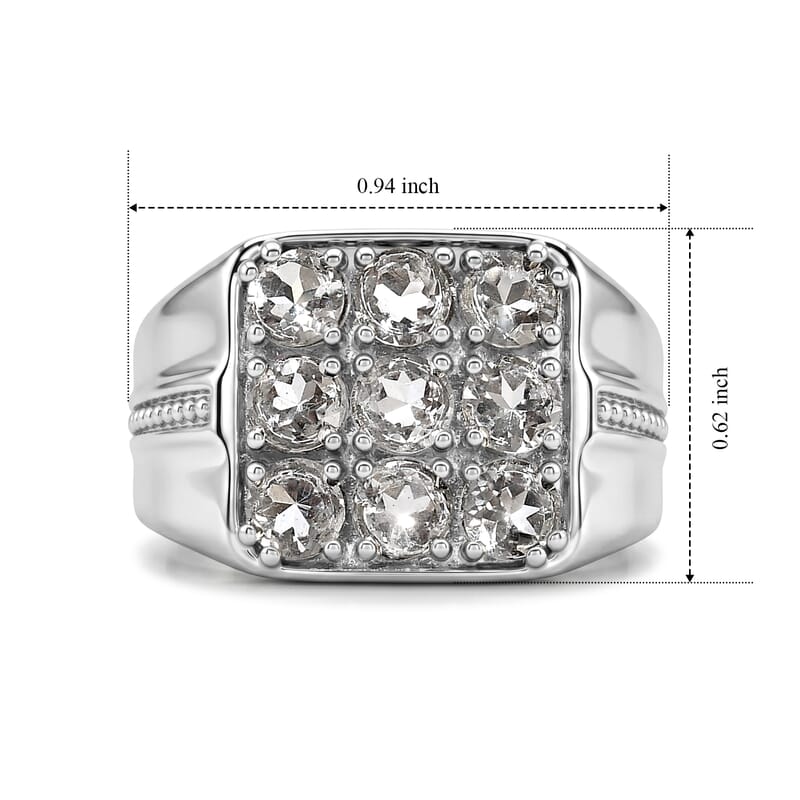 EverTrue Brazilian Petalite 1.90 ctw Men's Ring in Stainless Steel (Size 11.0)