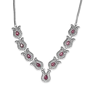 D'Joy Passport to Turkey Artisan Crafted Niassa Ruby (FF) 5.65 ctw Necklace in Sterling Silver 18-20 Inches