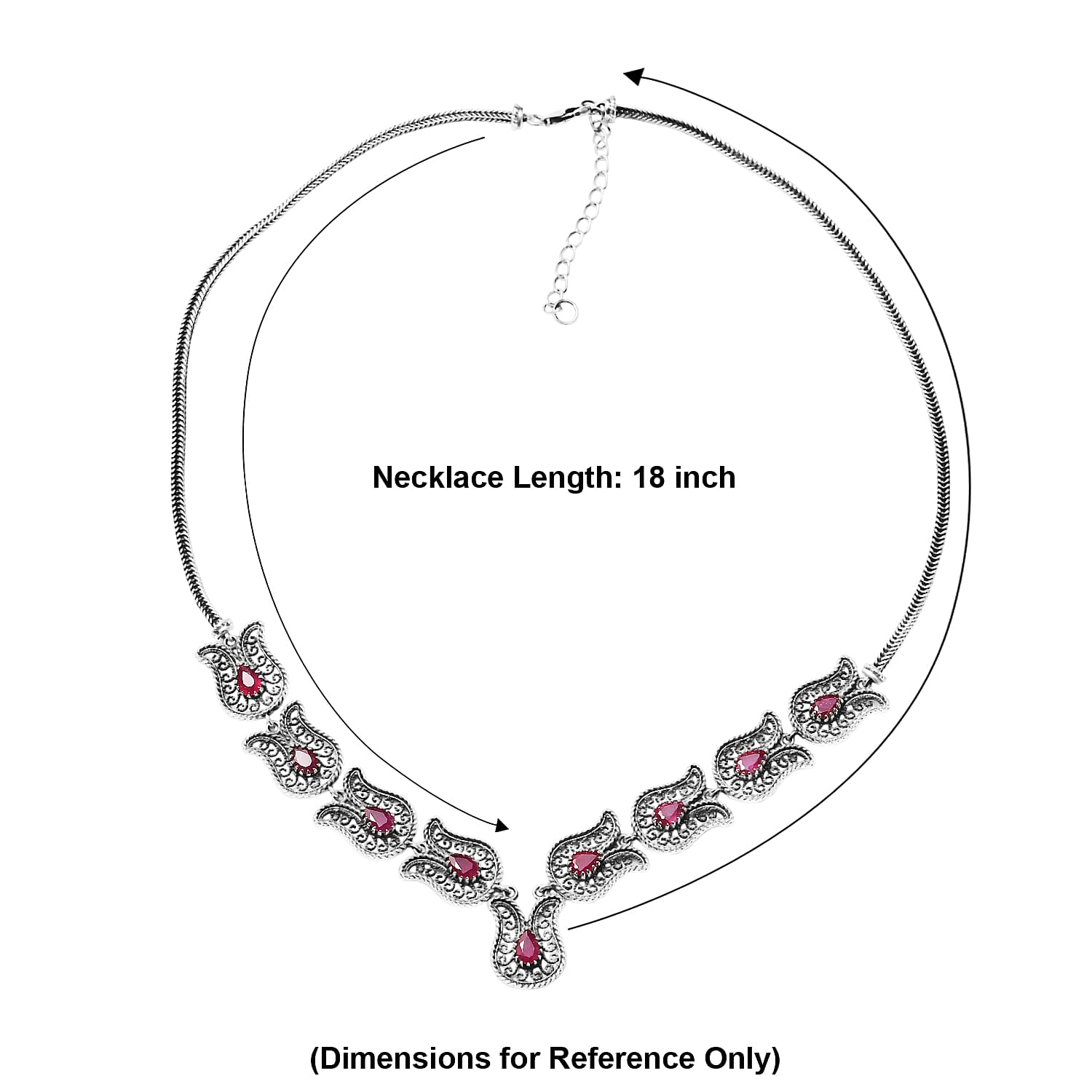 D'Joy Passport to Turkey Artisan Crafted Niassa Ruby (FF) 5.65 ctw Necklace in Sterling Silver 18-20 Inches