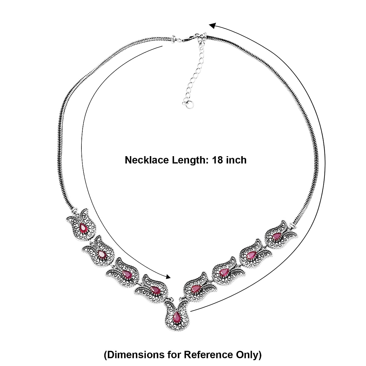 D'Joy Passport to Turkey Artisan Crafted Niassa Ruby (FF) 5.65 ctw Necklace in Sterling Silver 18-20 Inches image number 4